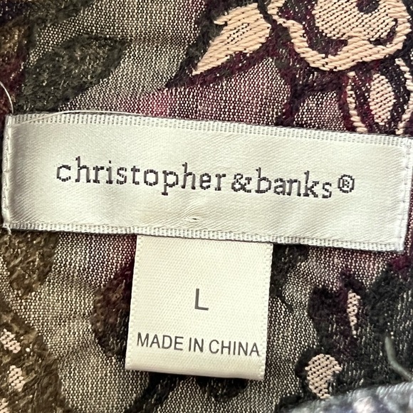 Womens Christopher & Banks Floral Jacket Size Large Button Down Pockets - Picture 10 of 11